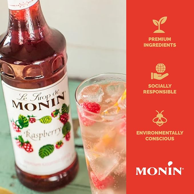 Monin - Raspberry Syrup, Sweet and Tart, Great for Cocktails and Lemonades, Gluten-Free, Non-GMO (1 Liter) - Image 4
