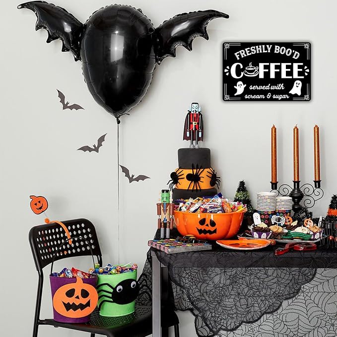 Boo'd Coffee Halloween Signs - Funny Bar Home Kitchen Shop Wall Decor 8x12 Inch - Image 6