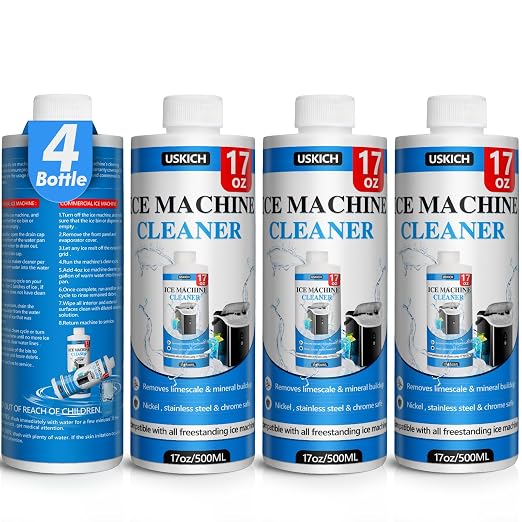 USKICH 4 Pack Ice Machine Cleaner Maker Descaler-68 fl oz Nickel Safe Descaler,Ice Maker Cleaner Solution Compatible with Ice Machine Brands Scotsman,KitchenAid,Hoshizaki by USKICH