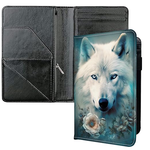 Server Books for Waitress, with 7 Large Pockets, Waiter Serving Book, Waitstaff Server Order Pads, Cute PU Leather Server Book with Pen Holder Fit Server Apron, White Wolf by Unknown