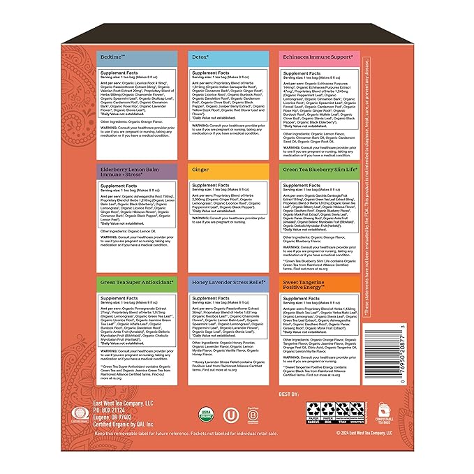 Yogi Organic Tea Sampler Gift Box (45 Tea Bags) Assorted Delicious Wellness Blends - 9 Favorite Herbal, Green & Black Varieties | Gift Box, 9 Favorite, Assorted, Delicious, Wellness Teas