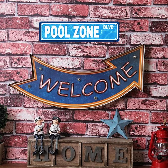 Swimming Pool Zone Sign Metal Tin Signs Tropical Beach Signs Patio Sign for Cafes Bar Pub Beer Club Wall Home Decor 16X4 Inches - Image 7