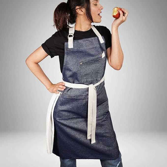 100% Cotton Printed Kitchen Apron with 2 Pockets for Men and Women – Adjustable Chef Apron - Machine Washable - Image 3