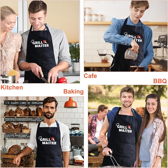 Bib Apron,Unisex Black Aprons Adjustable Washable,with 2 Pockets for Kitchen Crafting BBQ Drawing - Image 5