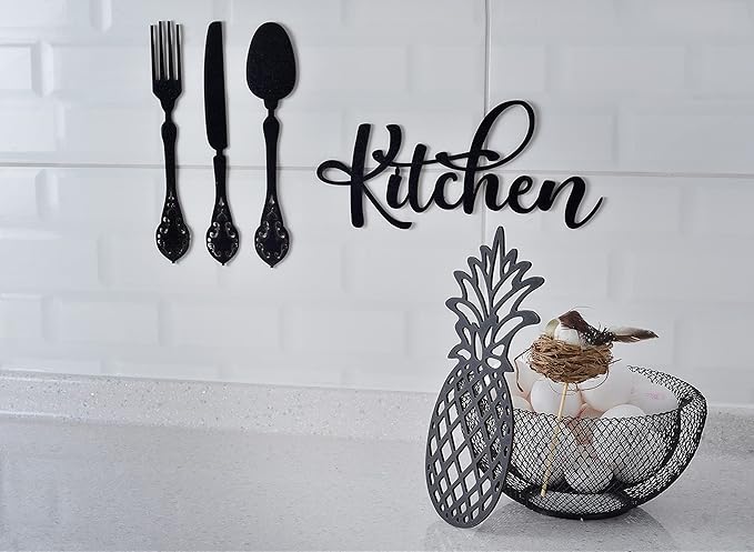 4eN Kitchen Wall Sign – Modern MDF Wooden Wall Decor for Kitchen & Dining Area – Minimalist Farmhouse Kitchen Decoration-5 Pieces