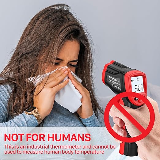 Eventek Infrared Thermometer Gun, Eventek -58°F~932°F Temperature Gun, Laser Thermometer Gun for Cooking, Pizza Oven, Candy, Griddle, Engine, Infrared Thermometer with Adjustable Emissivity & Max Min