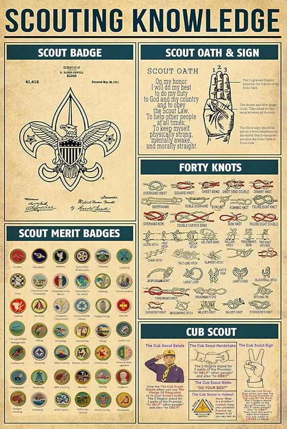 Scouting Knowledge Metal Tin Sign Scout Oath & Sign Retro Poster School Education Cafe Living Room Kitchen Bathroom Home Art Wall Decoration Plaque Gift 12x16 Inch by Unknown