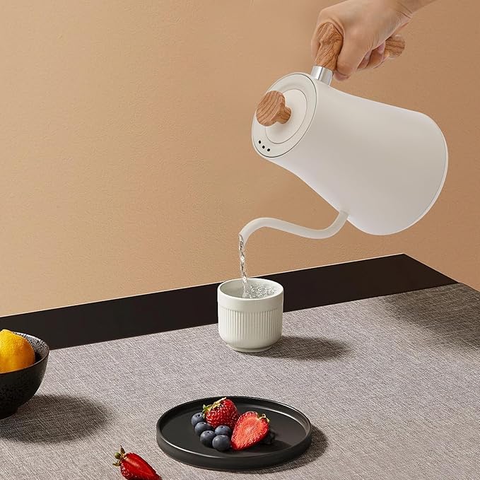 Gooseneck Electric Kettle with ±1°F Precision Temp Control, 1200W Quick Heating Electric Tea Kettle, 304 Stainless Steel Inner & Memory Function for Pour Over Coffee, Tea Brewing, Boil Hot Water
