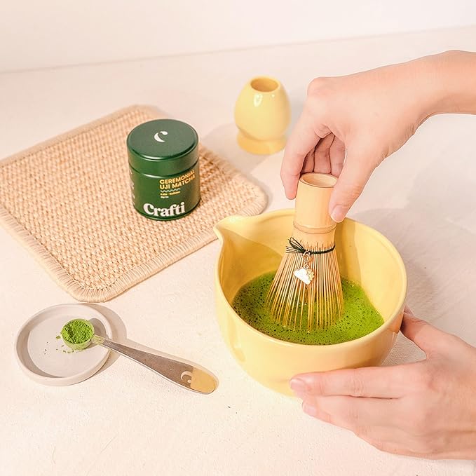 Matcha Whisk Set | Golden Hour 6-Piece Matcha Kit | Matcha Bowl with Spout, Chasen Bamboo Whisk, Whisk Holder and Whisklet™ Compatible Charms