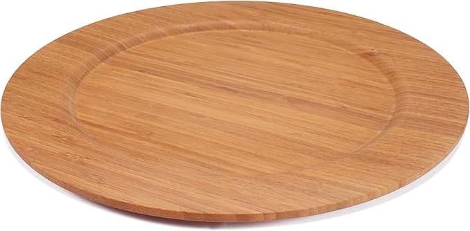 BambooMN 13" Dia Bamboo Reusable Dinnerware Charger Round Plates for Catered Events, Holidays, or Home Use Supplies, 1 Pieces
