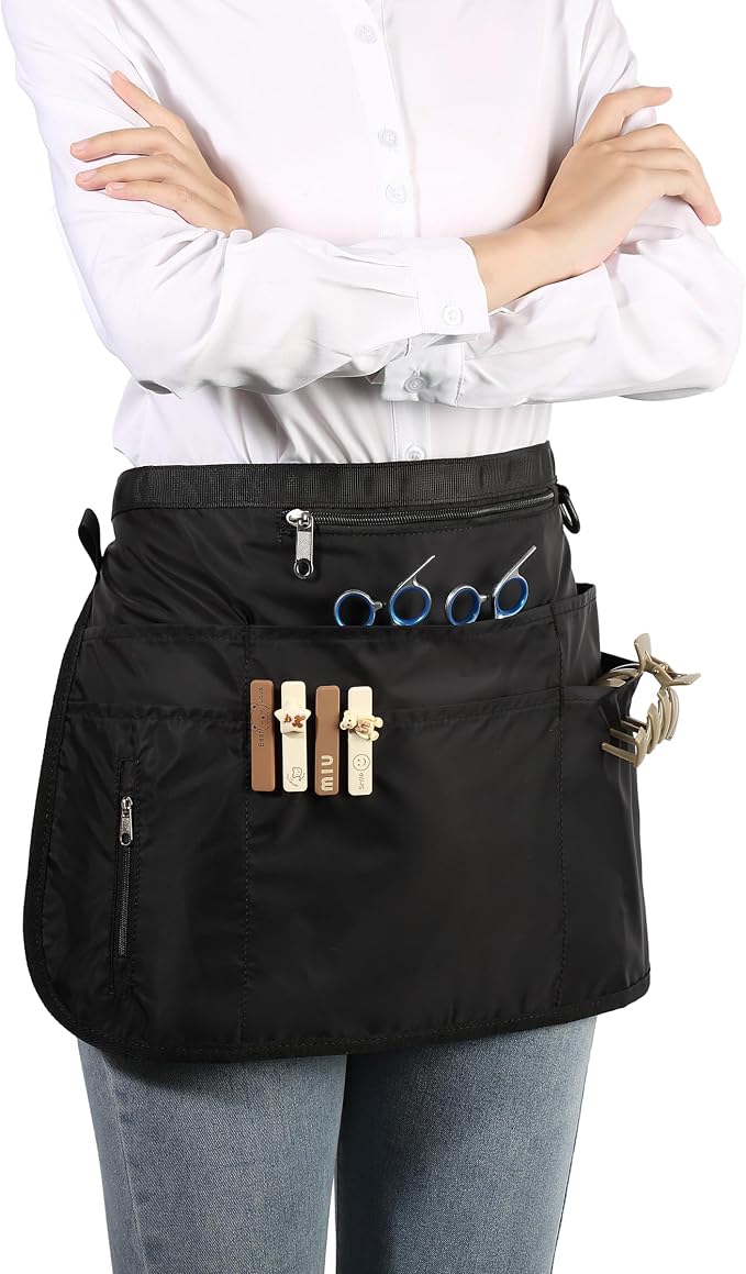 Barber Apron with 7 Pockets, Hair Stylist Apron for Men Women, Waterproof and Bleach-proof Hairdresser Bag for Cosmetology - Image 2