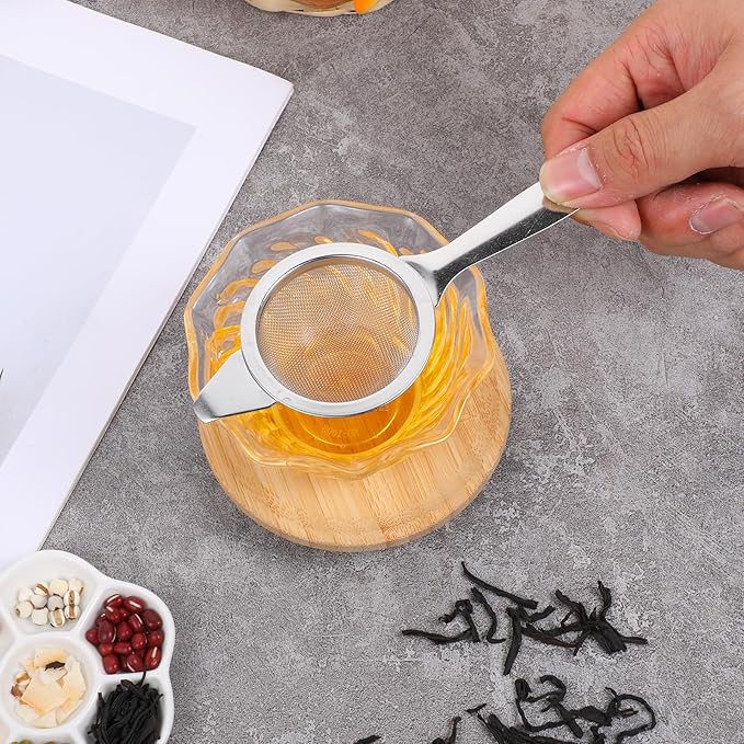 2.2" Small Sifter for Matcha Strainer Fine Mesh Mini Tea Strainers Small Sifter for Matcha Filter with Handle Metal Sieve Stainless Steel for Cocktail Loose Tea Coffee, Silver