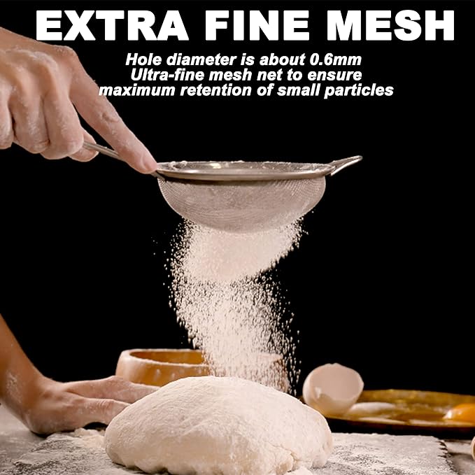 Anaeat Fine Mesh Strainers - Premium Stainless Steel Colander Sieve Sifters, with Durable Mesh and Sturdy Handle, Excellent for Sifting Dry ingredients, Flour, Pastas, Rice, Tea (7.09"）