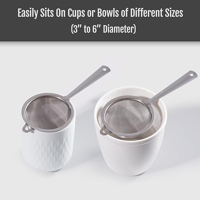 Matcha Sifter | Tea Strainer | Very Fine Mesh | Stainless Steel | Eliminate Clumps In Matcha Green Tea Powder