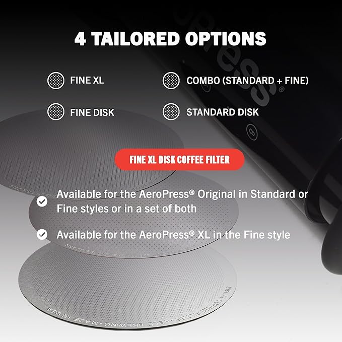 Able - DISK XL Reusable Coffee Filters, Compatible with Newer AeroPress Coffee Filters XL, Ideal for Home & Cafes,152 Micron 72 mm diameter/2.83” Stainless Steel Coffee Filter, Pack of 1