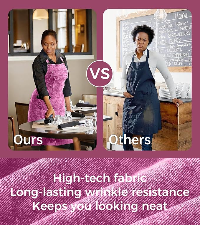 Denim Apron with Pockets for Hair Stylist Gardening Craftsmen Barista Women Hairdresser Jean Work Apron Cross Straps