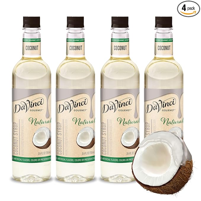 DaVinci Gourmet Naturals Coconut Syrup, 25.4 Fluid Ounces (Pack of 4)