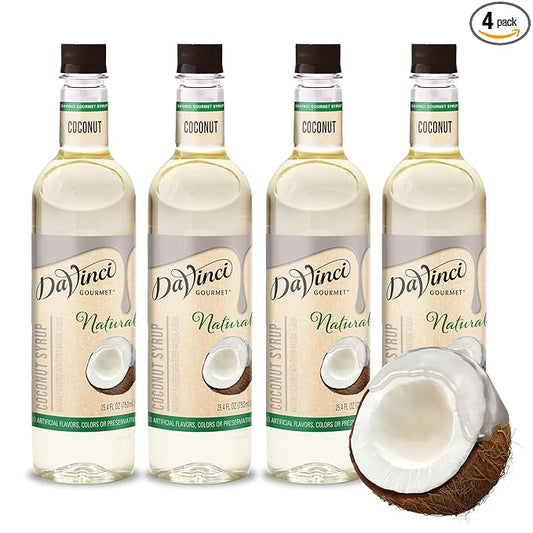 DaVinci Gourmet Naturals Coconut Syrup, 25.4 Fluid Ounces (Pack of 4)