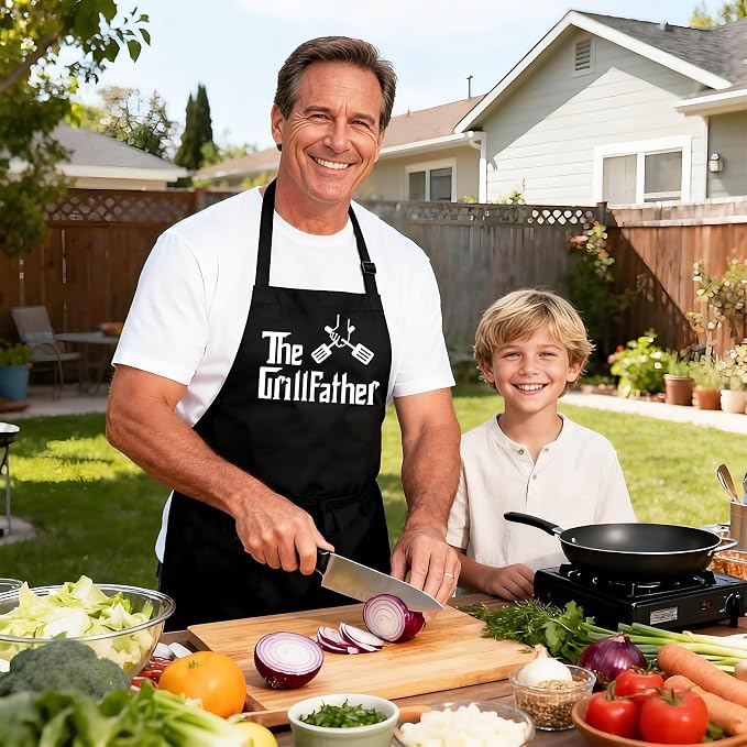 Grill Aprons for Men Dad - The Grill father Apron - Funny Chef Cooking Grilling BBQ Apron with 2 Pockets - Birthday Fathers Day Christmas Gifts for Dad - Image 6