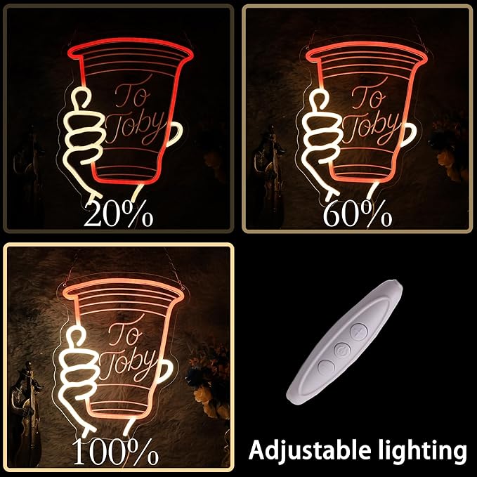 Red Solo Cup Toby Neon Sign - A Tribute to the Country Music Singer - Fun Bar Decor for Country Music Lovers and Party Nights13.4 * 10.4 Inch