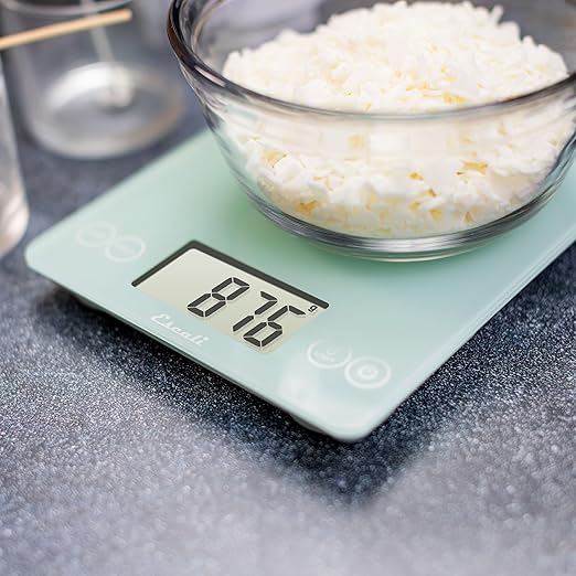 Escali Arti Glass Food Scale Digital Countertop Kitchen, Baking and Cooking Scale with Large Display, 15-Pound Capacity, 9" x 6.5" x .75", Classic Teal