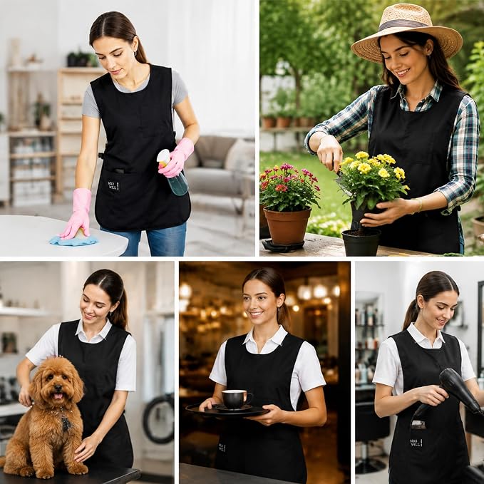 Waterproof Unisex Cobbler Apron with 4 Pockets Vest Style Ultralight Chef Waiter Work Overalls - Image 7