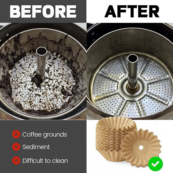 MIMORE Coffee Filters - 150 PCS Percolator Coffee Filters for Farberware 8-12 Cup, Primula 9 Cup, Coletti 12 Cup, Elite Gourmet EC812, Disposable Coffee Filter Unbleached for Cuisinart PRC-12N