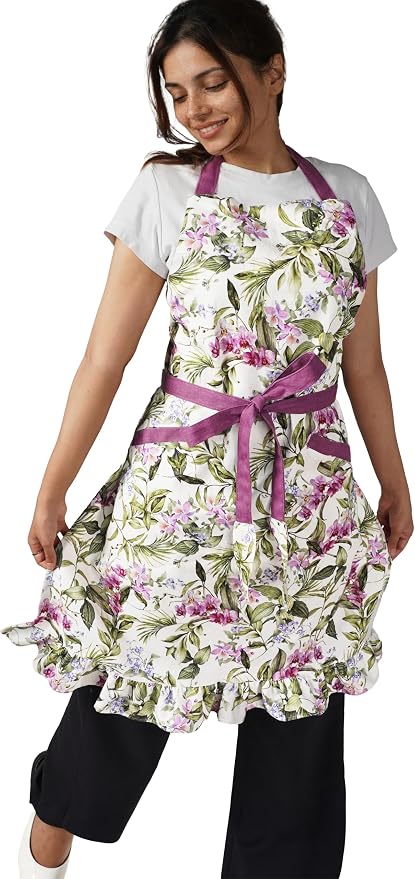 100% Cotton Printed Kitchen Apron with 2 Pockets for Men and Women – Adjustable Chef Apron - Machine Washable by Unknown