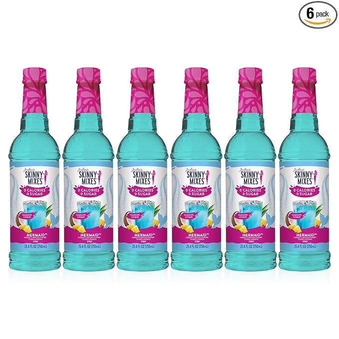Jordan's Skinny Mixes Sugar Free Syrup, Mermaid Flavor, Fruit Flavored Water Enhancer, Drink Mix for Iced Tea, Lemonade, Drinks, Low Calorie Water Flavoring, Dairy & Gluten Free, Kosher, 25.4 Fl Oz by JordansSkinnyMixes