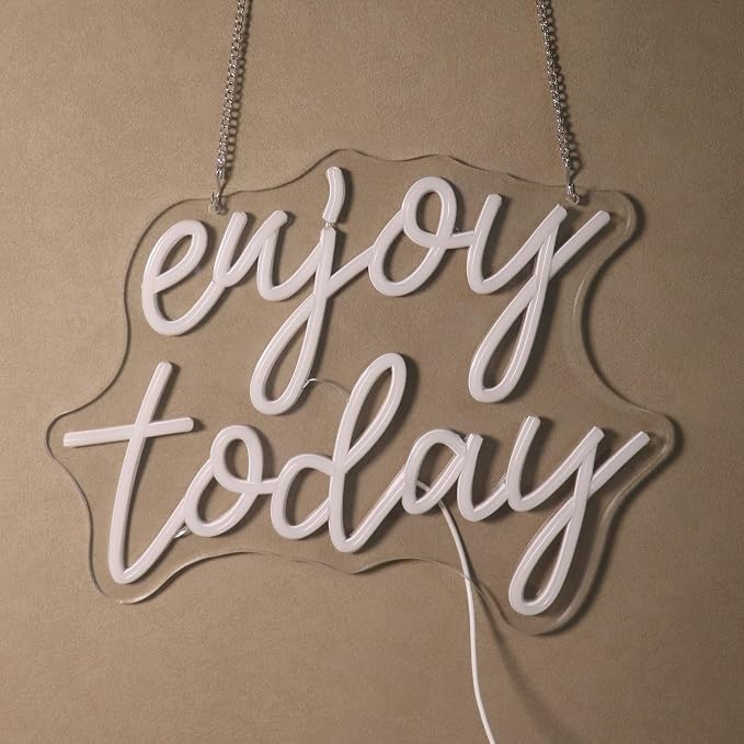 "Enjoy Today" Mindful Mantra Light - Present & Positive LED Wall Art for Living Room, Kitchen, Office or Morning Routine Space, Dimmable USB, Uplifting Daily Reminder Gift for Mindfulness & Joy - Image 8