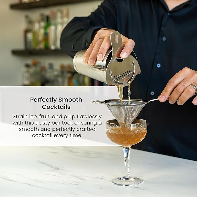 A Bar Above Stainless Steel Fine Mesh Cocktail Strainer, 304 Conical Sieve with Ergonomic Handle, Rustproof Bartender Tool for Double-Straining Tea, Coffee, Kombucha, and Culinary Prep