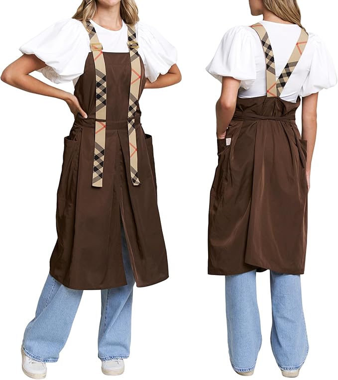 Premium Apron for Nail Techs, Hairstylists, Artists - 360 Full Coverage with Elastic Straps and 2 deep pockets by Unknown