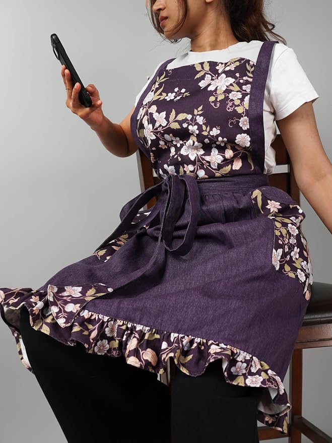 100% Cotton Printed Kitchen Apron with 2 Pockets for Men and Women – Adjustable Chef Apron - Machine Washable - Image 6