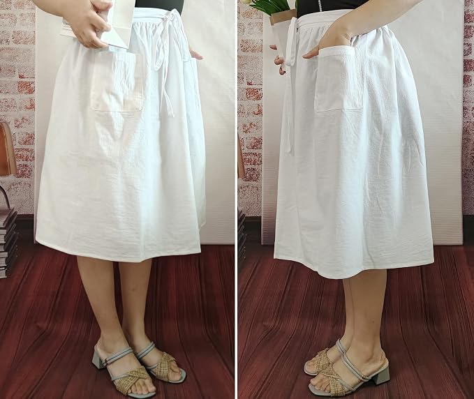 Unisex Chef Aprons White Retro Cotton Maid Short 2 Pockets Waist Waiter Waitress Half Apron - Image 7