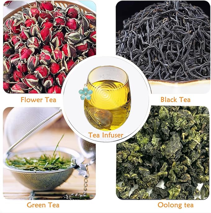 3 Pcs Tea Infusers for Loose Tea Leaf Steeper Tea Balls for Loose Tea Diffusers for Loose Tea Stainless Steel Tea Infuser Loose Leaf Tea Steeper with Metal Pendant (Butterfly and Flower)