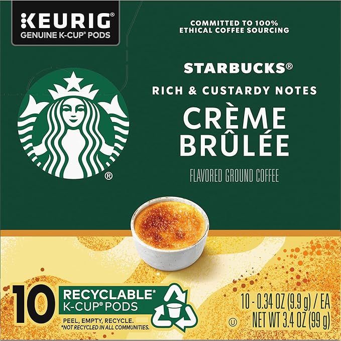 Starbucks Crème Brulée Flavored Blonde Roast Single Cup Coffee for Keurig Brewers, 10 Count - Pack of 2