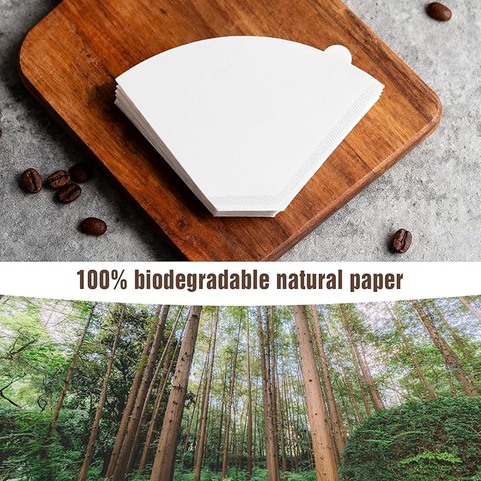 200Pcs Cone Coffee Filters #4, Clinuse White Size 04 Coffee Filters 8-12 Cup, Disposable Natural Paper Filters, No.4 Cone Filters Compatible with Ninja, Cuisinart, Pour Over and Drip Coffee Maker