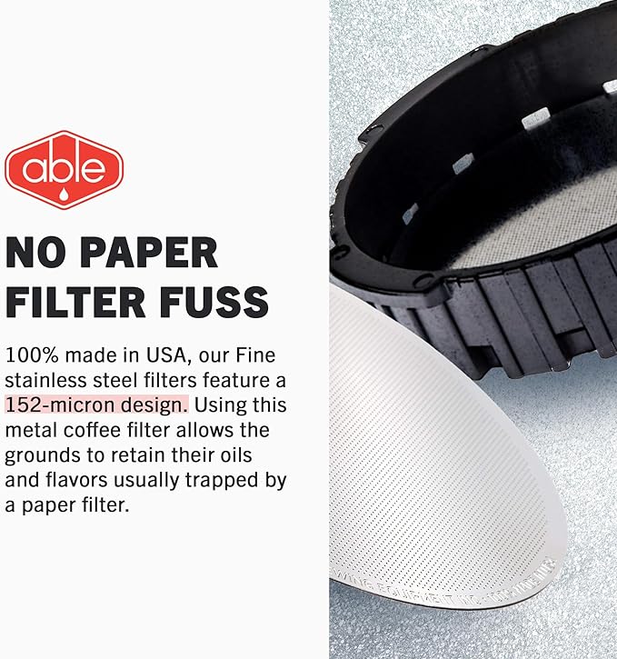 Able - DISK Stainless Steel Coffee Filter, AeroPress Coffee Maker-Compatible, AeroPress Accessories for Home & Cafes, 2.45” diameter 152-Micron Fine, Pack of 1