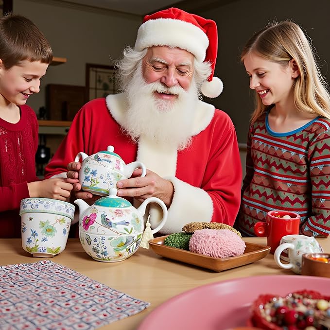 Lightahead Bone China Tea for One Set in Floral Design, in attractive Reusable Handmade Gift Box (With Ribbon)