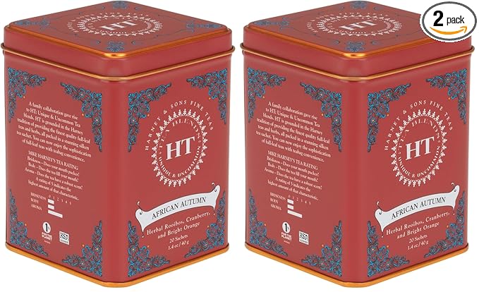 Harney & Sons African Autumn Rooibos Tea, HT Line, 20 sachet tin (Pack of 2)