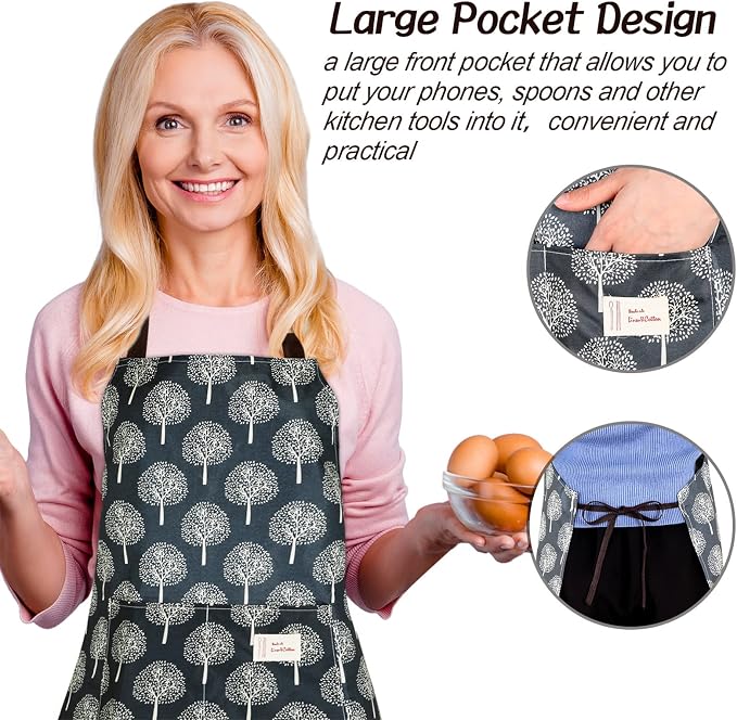 SATINIOR 3 Pcs Waterproof Kitchen Apron with 2 Pockets - Image 6