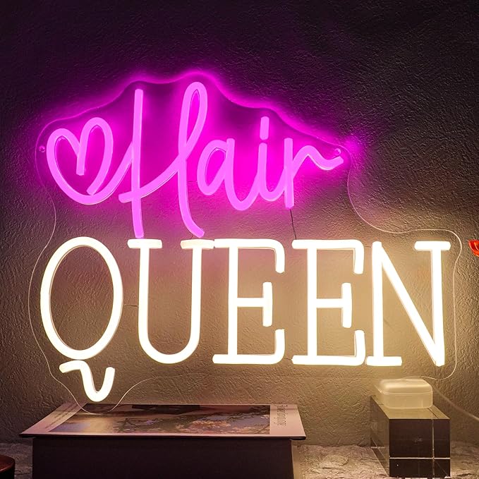 Hair Queen Neon Sign Dimmable Barber Shop Neon Light Sign for Wall Decor Haircut Hairdresser Led Signs for Hair Salon Store Beauty Room Makeup Studio Business Decor Gift 13.7" x 11"