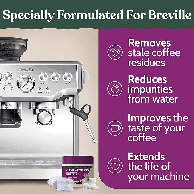 Roobi Breville Compatible Espresso Machine Cleaning & Maintenance Kit. Includes 52 Breville Cleaning Tablets and 6 Water Filters. Carbon Neutral. 1 Year Supply. - Image 6