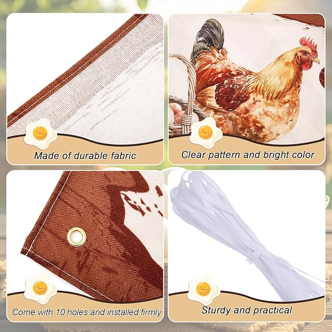 Tegeme Farm Fresh Eggs Sign, 24 x 120 inches/ 2 x 10 ft Rustic Fresh Eggs Banner Sign with 10 Grommets for Indoor Outdoor Chicken Coop Yard Business Supplies Farmers Market Decor