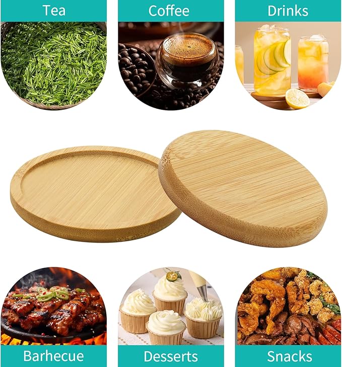1Pc Round Bamboo soap Dispenser Tray, Bathroom Countertop Tray Bamboo Coasters Trays Dresser Jewelry Ring Dish Comestic Holder Bathtub Organizer, Ideal for Jewelry, Cosmetics, and Small Items (1)