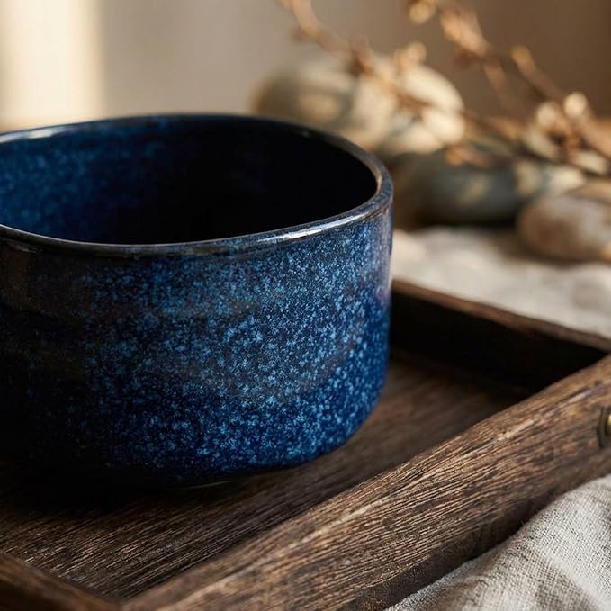 Product of Gifu Japan Ceramic Matcha Bowl – Handmade Chawan Matcha Bowl, Japanese Bowl, Navy, 21.1 oz, 620ml