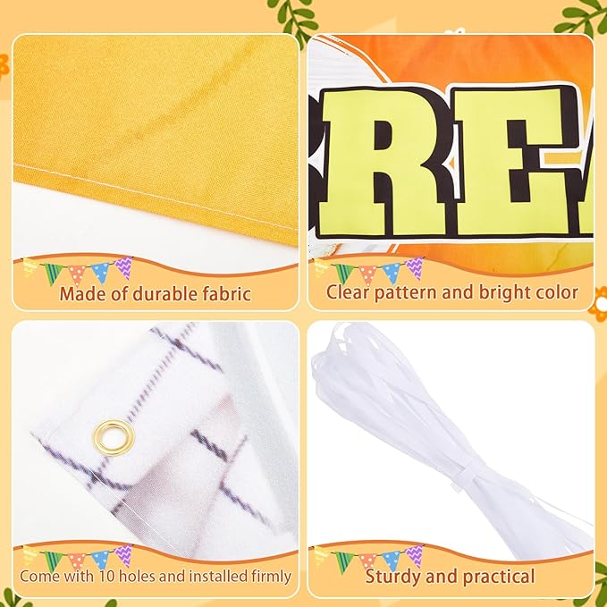 Tegeme Breakfast Banners Sign 2 x 10 Feet Breakfast Flag Decoration Oxford Fabric Banners with 10 Holes for Business Store Outside