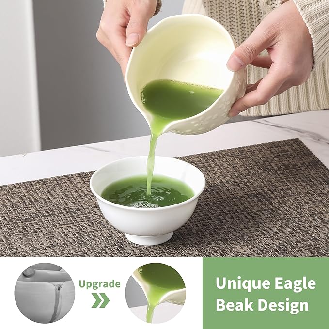 Matcha Whisk Set, 5 Pcs Ceramic Matcha Set, Matcha Kit Set Includes Matcha Bowl, Matcha Whisk and Holder, Bamboo Scoop and Sifter, Matcha Tea Set, Ideal Gift for Family/Friend (Beige)