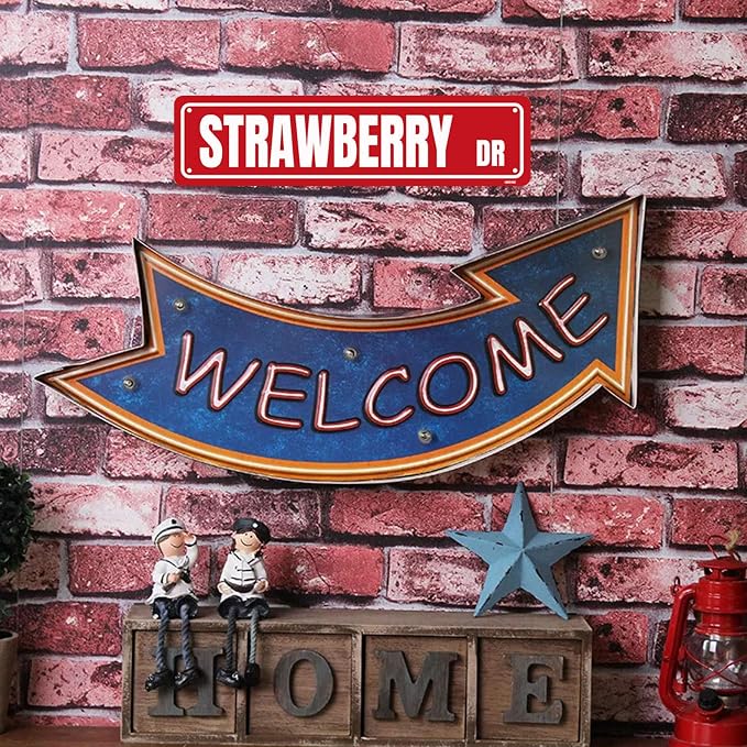 STRAWBERRY Sign Metal Tin Signs Street Road Sign for Cafes Bar Pub Beer Club Wall Home Decor 16X4 Inches - Image 7