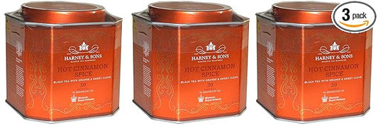 Harney & Sons Hot Cinnamon Spice Tea - 30 Tea Sachets (Pack of 3) - Black Tea with Oranges & Sweet Cloves